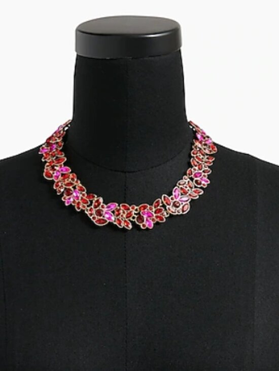 J. Crew Factory Jewelry - J.Crew Factory Crystal Leaf Red Pink Statement Necklace NEW! 💖